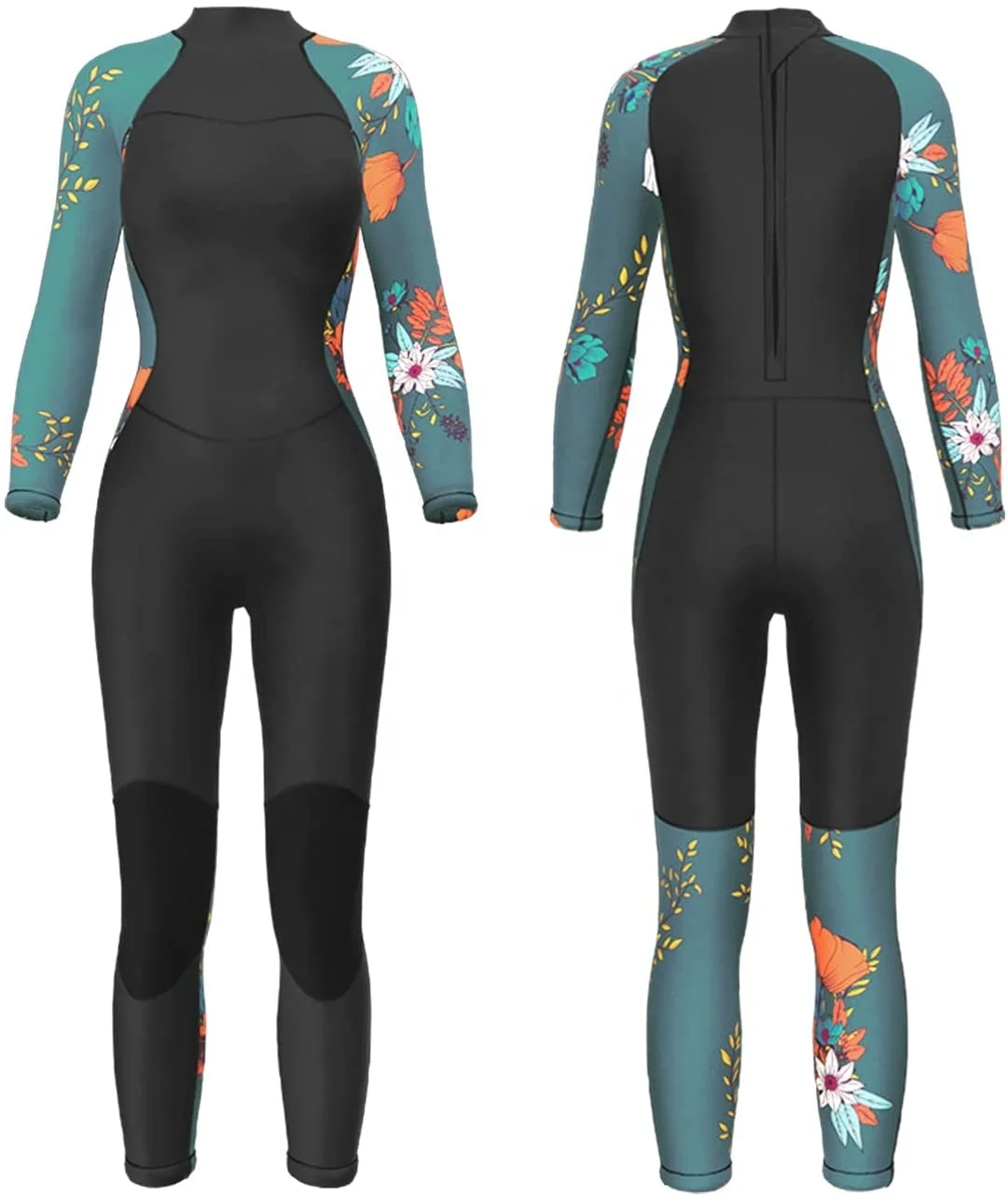 Custom Logo 3mm Neoprene Scuba Diving Suits Manufacturer Long Sleeve Back Zip Wet Suits Printed Women Wetsuits for Surfing