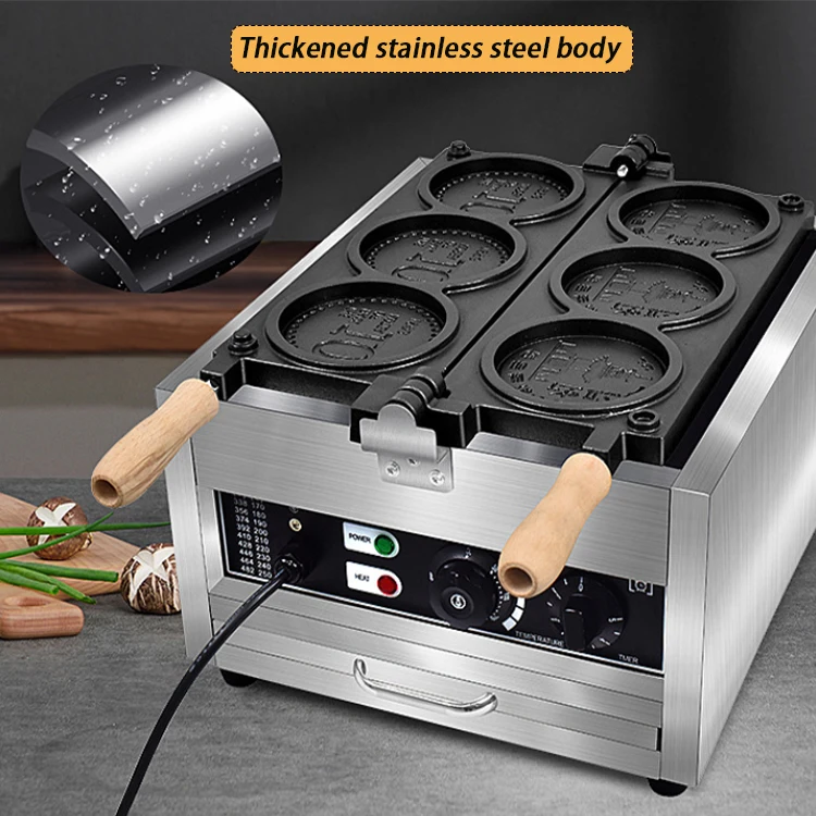 Electric Bubble Waffle Maker Industrial Commercial 4Pcs Cheese Stick Gas Customized Gold Coin Waffle Maker For Snack Equipment