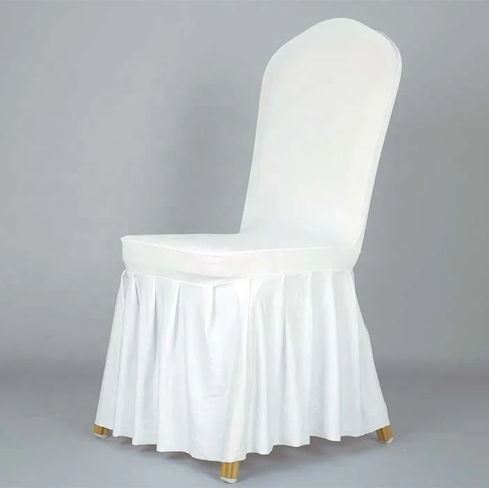 Elegant champagne ruffled pleated skirting spandex chair cover for wedding