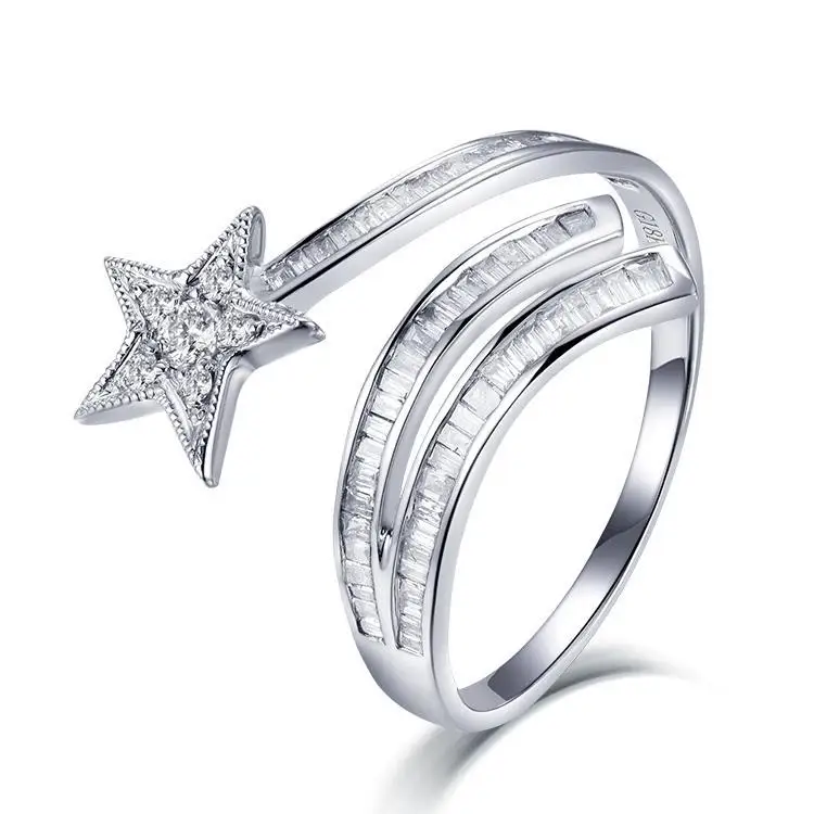 Sunstar Wholesale Customized 18k Engagement White gold star shaped Diamond Ring