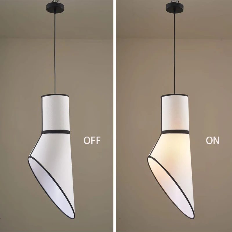 Post-Modern Simple Fabric Lampshade Chandelier 220V Warm White Switch Bedside Hotel Staircase Restaurant Use-Available Small