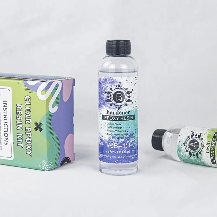 China Factory Supplied Top Quality 1:1 Epoxy Resin Transparent AB Glue High Adhesive Hard Crystal Glue Kit