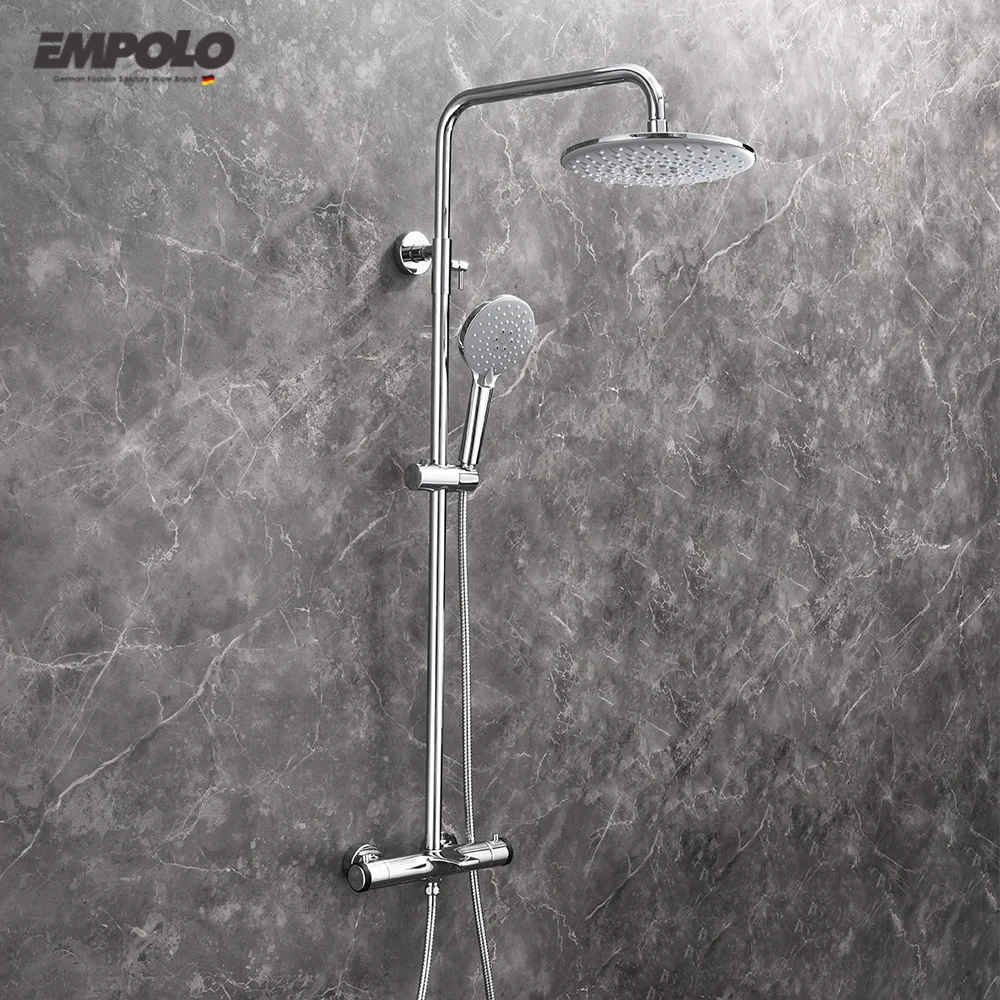 Exposed Thermostatic Shower Set Brass Sanitary Ware Bathroom Hotel Tap Mixer Shower