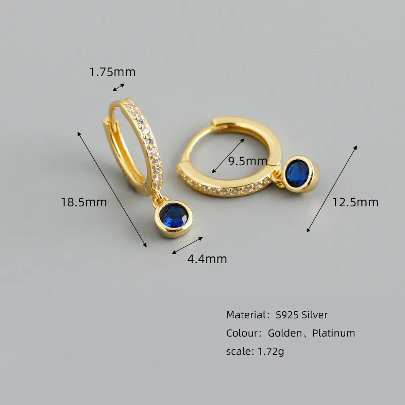925 sterling silver paved cubic zirconia bezel setting luxury single diamond drop dangly huggie hinged hoop earring for girls