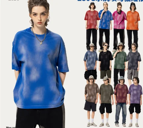 Blank acid wash plain t-shirts for printing 100% cotton high quality t shirt street wear vintage t shirt wholesale men clothing