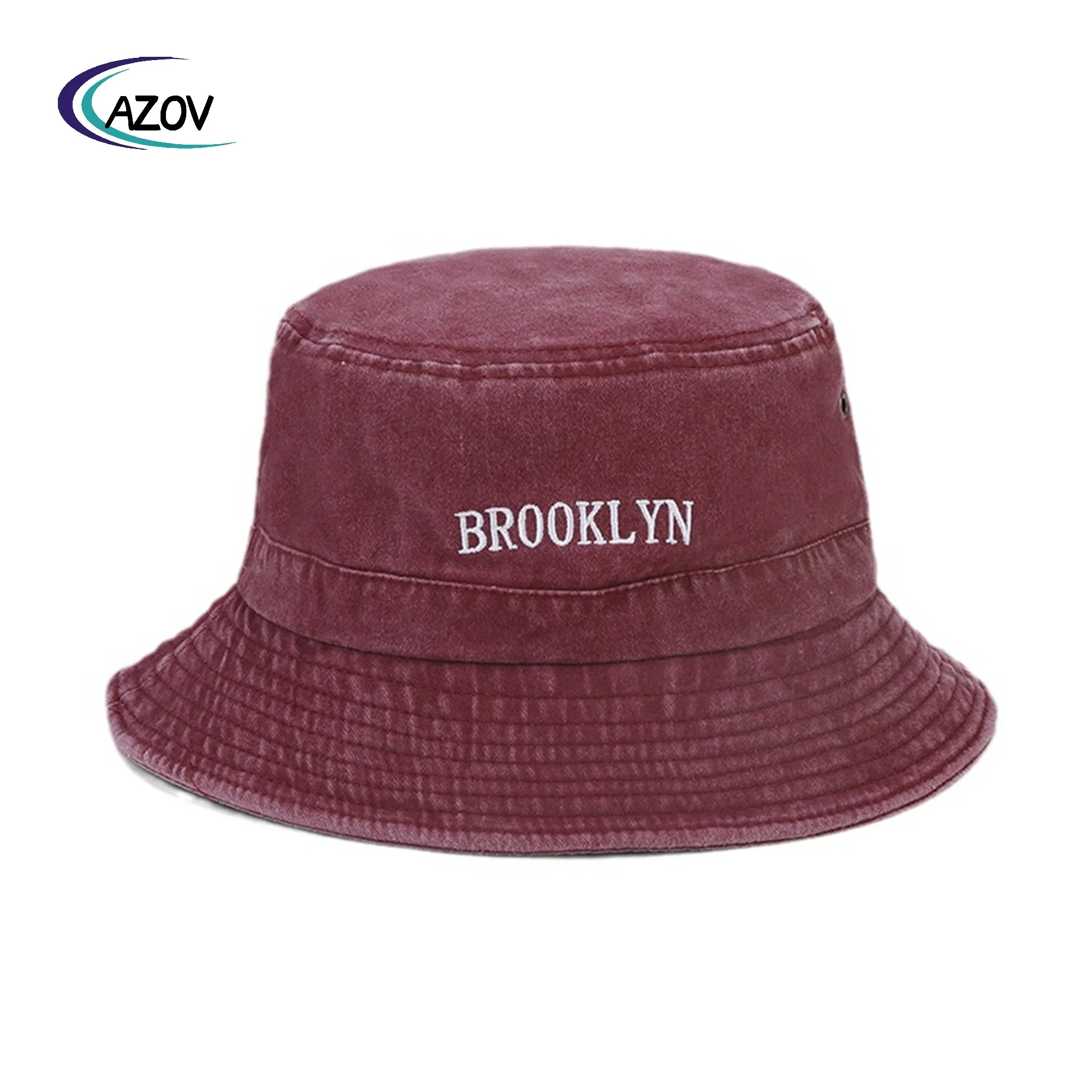 New Brooklyn Embroidery Stitching Bucket Hat Artistic Retro Outdoor Breathable Sun-proof Hat Four Seasons Wear Bucket Hat