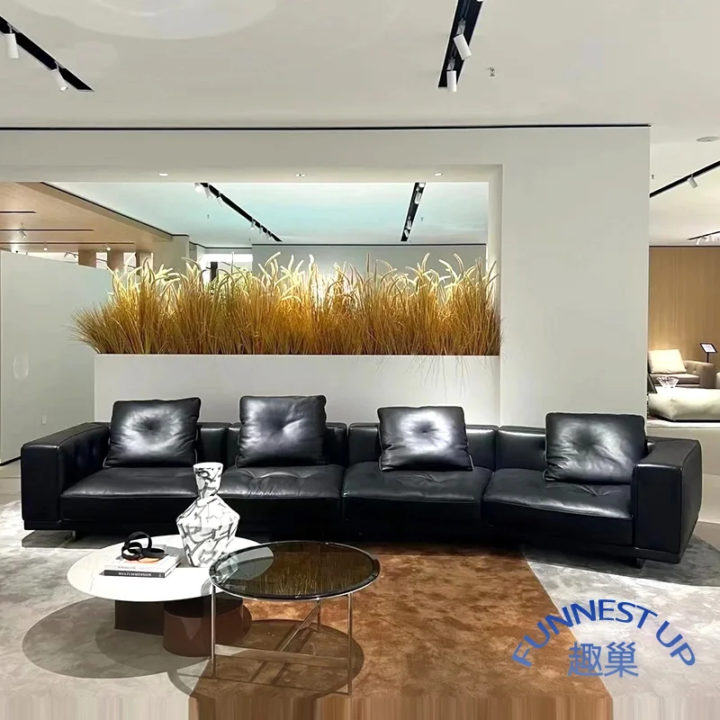 FUNNEST modular corner sofa Italian minimalist luxury germany living room comer sofa black lounge irregular leather corner sofa