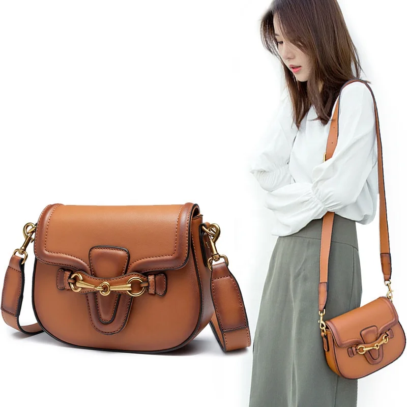 Wholesale factory Female Shoulder Messenger Crossbody Bag  For Woman  Fashion Saddle Leather Luxury Handbags Women Bags