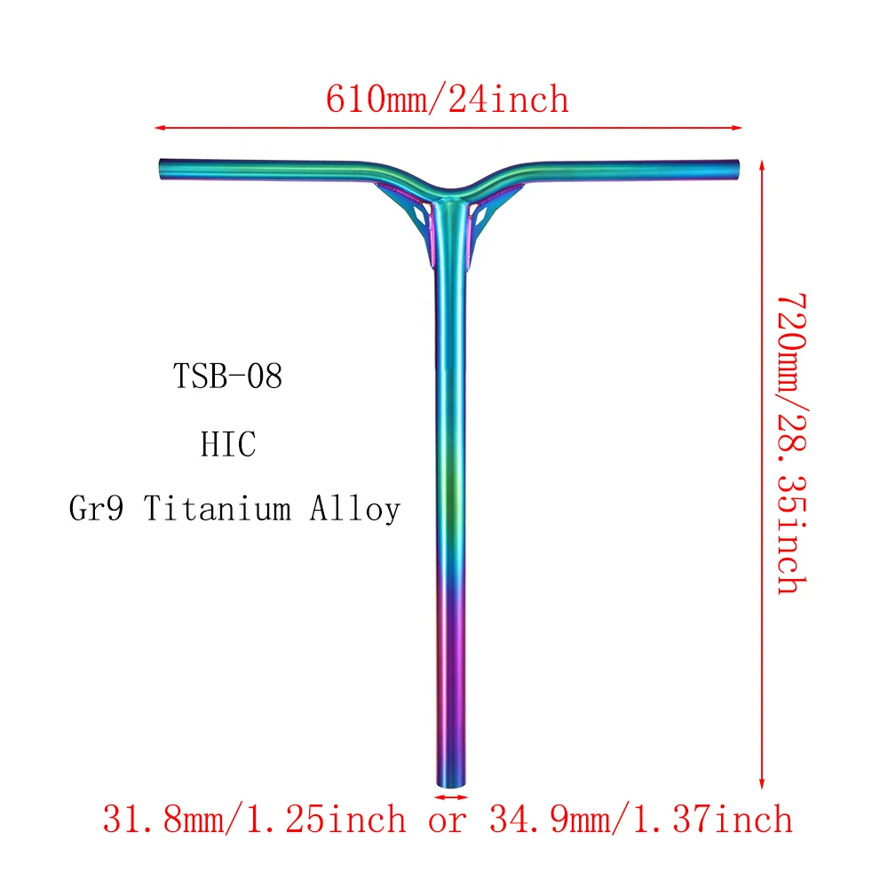 Huoli Custom Neo Chrome Y-Shaped Gold Scooter Bars Titanium Chromoly Stunt Scooter Bars ISO Certified for Kick Scooters