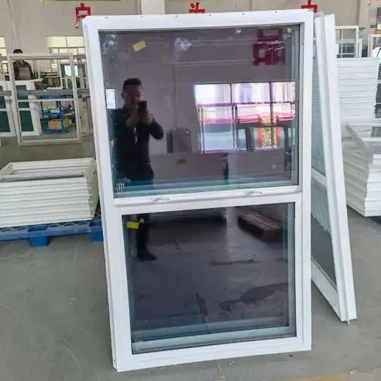 Soundproof Windproof Hurricane Impact Single Hung UPVC  Windows Single Double Glazed Vinyl Sliding PVC Windows