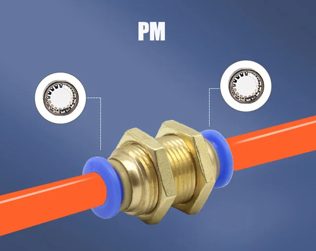 PM04 PM06 PM08 PM10 PM12 Air Connectors bulkhead Hose Fittings Push In Fittings pneumatic connector