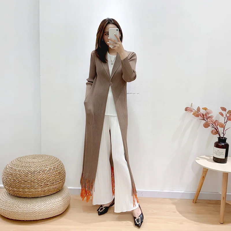 plus size coats Solid color coats for ladies Summer thin fringed long coat 2023