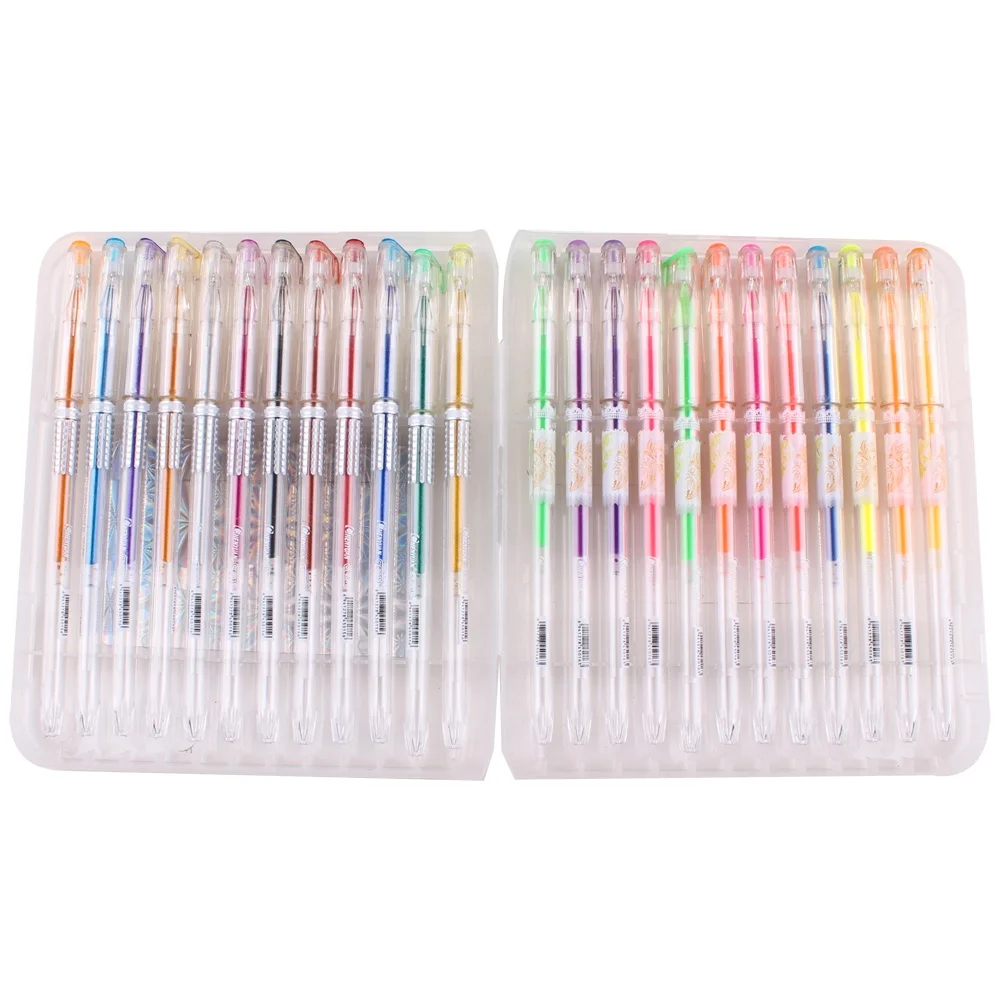 Оптовая продажа 2021, индивидуальная упаковка, набор гелевых ручек 24 цветов для тонкого тела