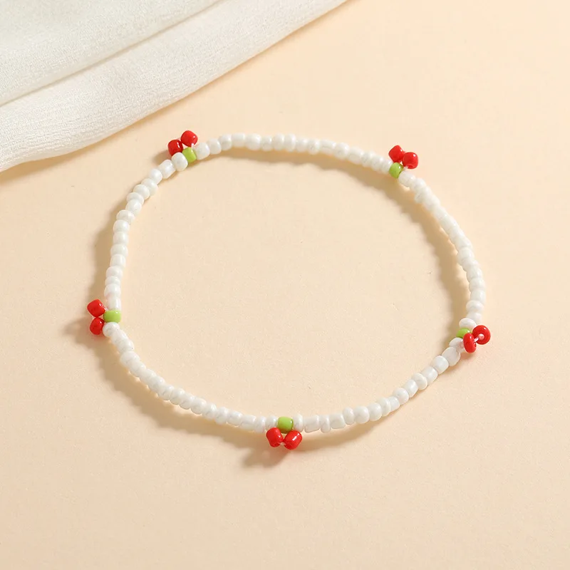 Cute Beaded Bracelet  Mixed Color Beads Flower Elastic Rope Chain Bracelet& Bangle Female Charm Jewelry