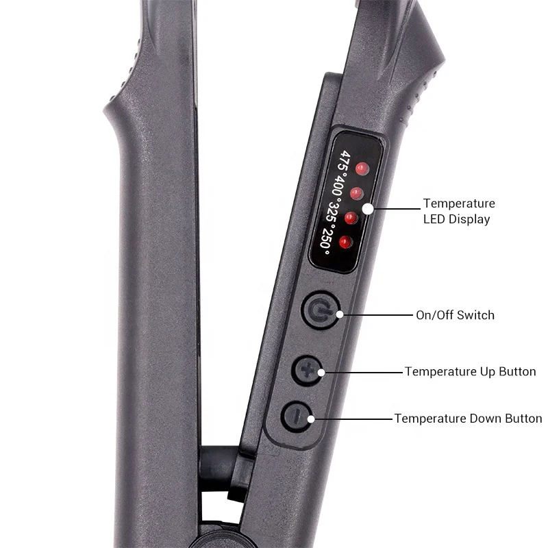 Professional Glass Titanium Hair Straightener Wide Plates Flat Iron Temperature Control Wet to Dry Dual Use