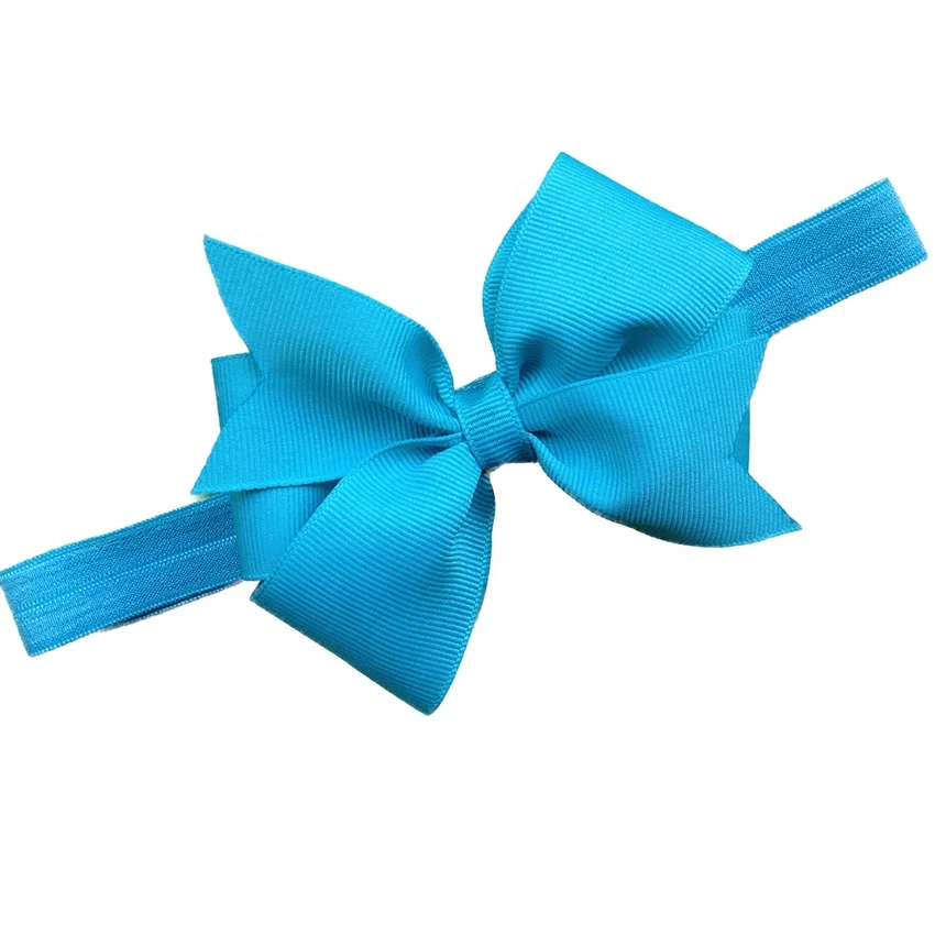 E-Magic wholesale grosgrain ribbon bow with elastic hair band custom color girls hair accessories with solid elastic headband