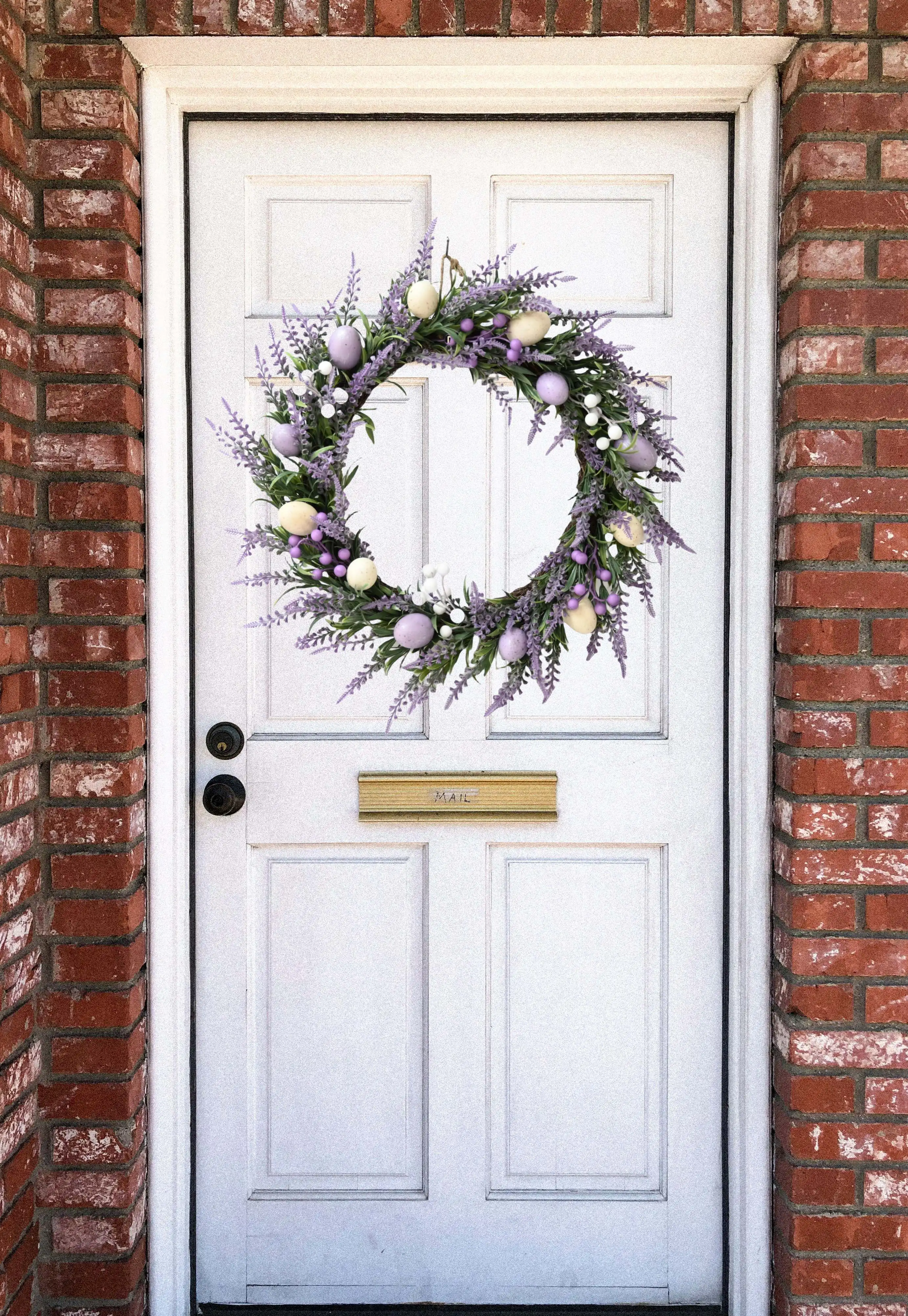 22 Inch Lavender Wreath With Purple White Berry Eggs Easter Door Wreaths For Home Decoration