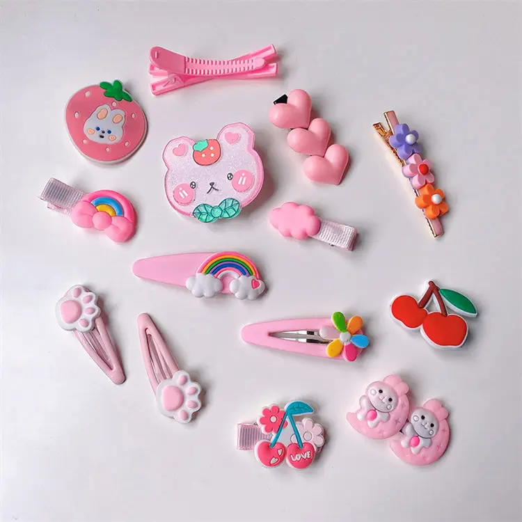 36pcs box Kids Flower Star animal mini Hair claw clips girls cute hair clips style decoration accessories