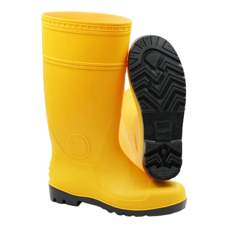 construction plastic protective rubber  for men working shoes  work yellow gumboot mining pvc rain safety industrial  boots