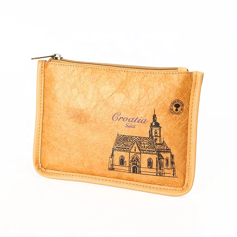 Factory custom durable coin  purse brown wallet  daily life  portable clutch bag  Tyvek  paper  waterproof  wallet