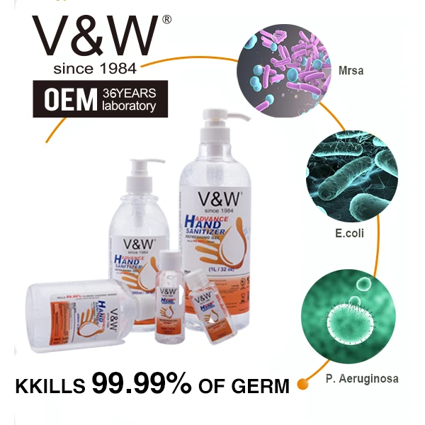 Oem Custom Logo Antibacterial Waterless Hand Sanitizer Gel 50Ml 100Ml 300Ml 500Ml 5 Litre Bulk With 75% Alcohol Manufacturers