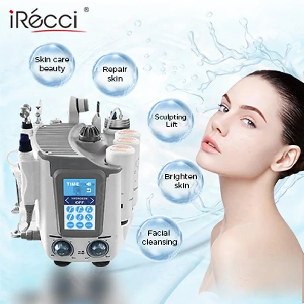 Professional hydrofacials h2o2 7in1 hydro dermabrasion water facial skin spa hydro facial machine with 6 handles
