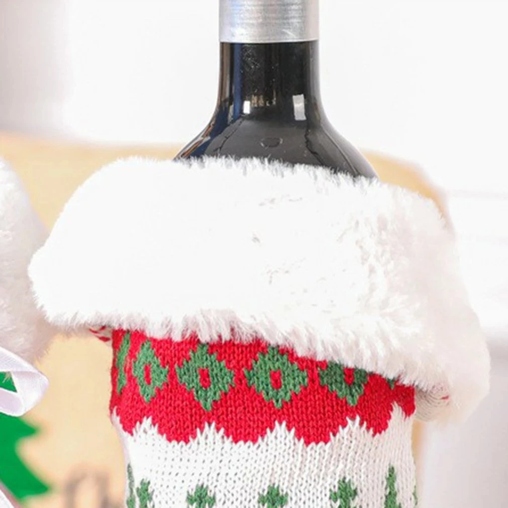 Hot Sale Christmas Red Wine Bottle Set Christmas Tree Snowflake Beer Bottle Set Christmas Knitted Sweater