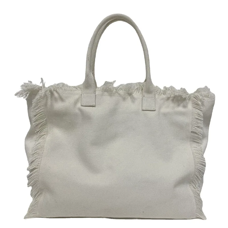 Custom Logo Large Tassel Fringe Large Canvas Bag Summer Bags For Women With Logo Women Beach Tote Bag For Girls