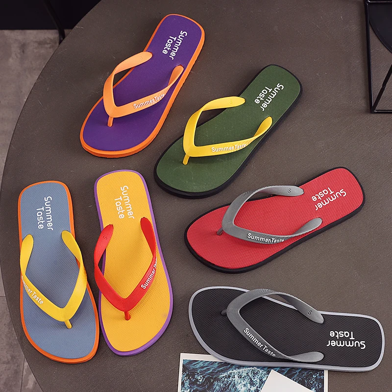 2024 Summer Beach Slippers Fashion Casual Flat Flip-Flops for Men High Quality PVC Insole Mens Flip Flops Hard-Wearing