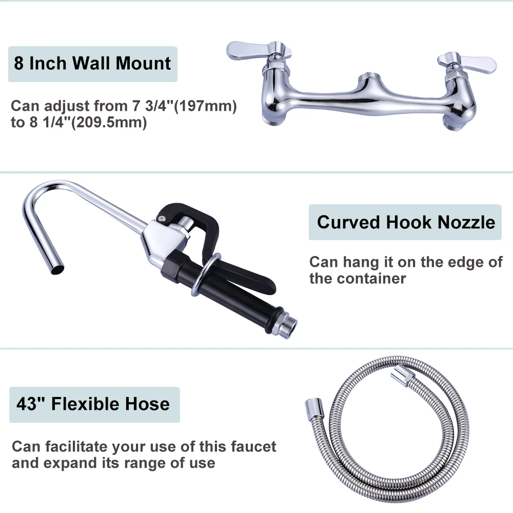 Hotel Restaurant School Commercial Kitchen Sink Faucet With Atmospheric Vacuum Breaker Spray Valve Kettle Filling Faucet