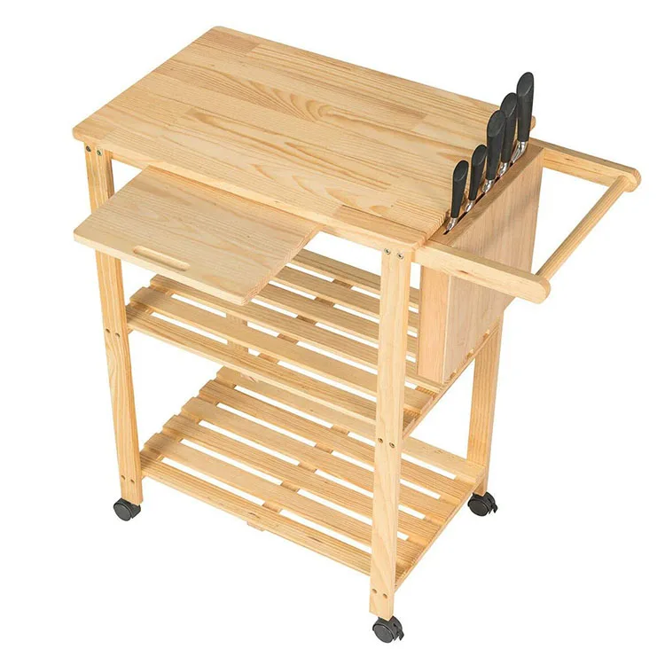 Kitchen Food Storage Shelf with Wheels Storage Serving Rolling Trolley Cart
