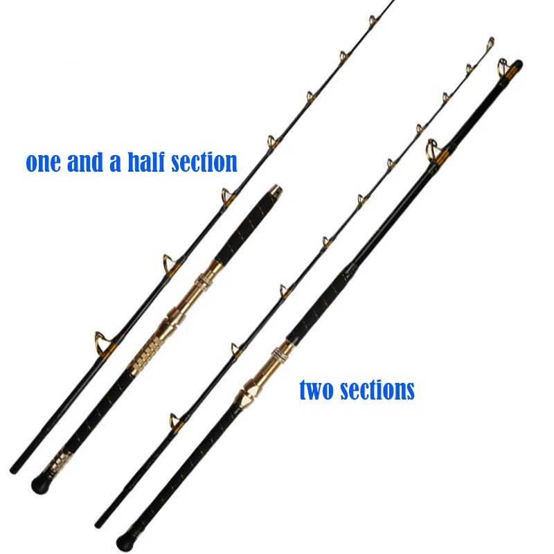 New 80-130lbs heavy jigging Trolling Rod  Big Game FUJI rings Fishing Rods Fiberglass Deep Sea Saltwater boat rod in stock