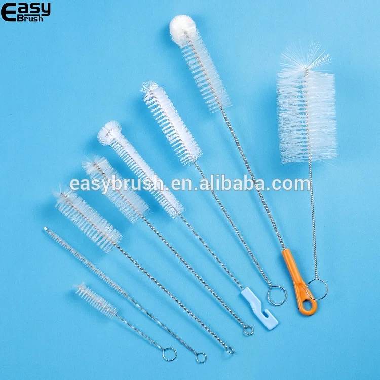 2022 Customization Cylindric Eco Friendly Stainless Steel Sisal Hog Bristle Long Straw Cleaning Brush