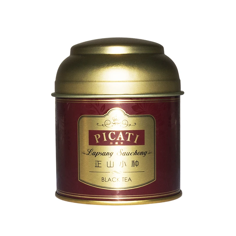 Custom Logo Round Black Tea Tin Canister With Airtight Double Lid Metal Container Empty Food Grade Tea Coffee Tin Box