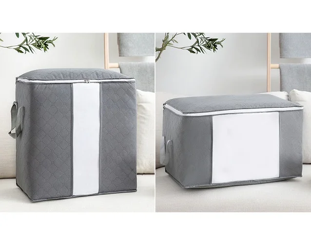 Large capacity quilt storage bag clear window Folding bag clothes blanket bedding storage organizer under bed storage bag