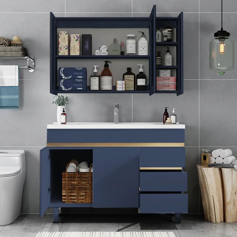 Modern Bathroom Furniture Set Waterproof WPC Particleboard Mirror Storage Bathroom Vanity Cabinet Shelf melamine furniture
