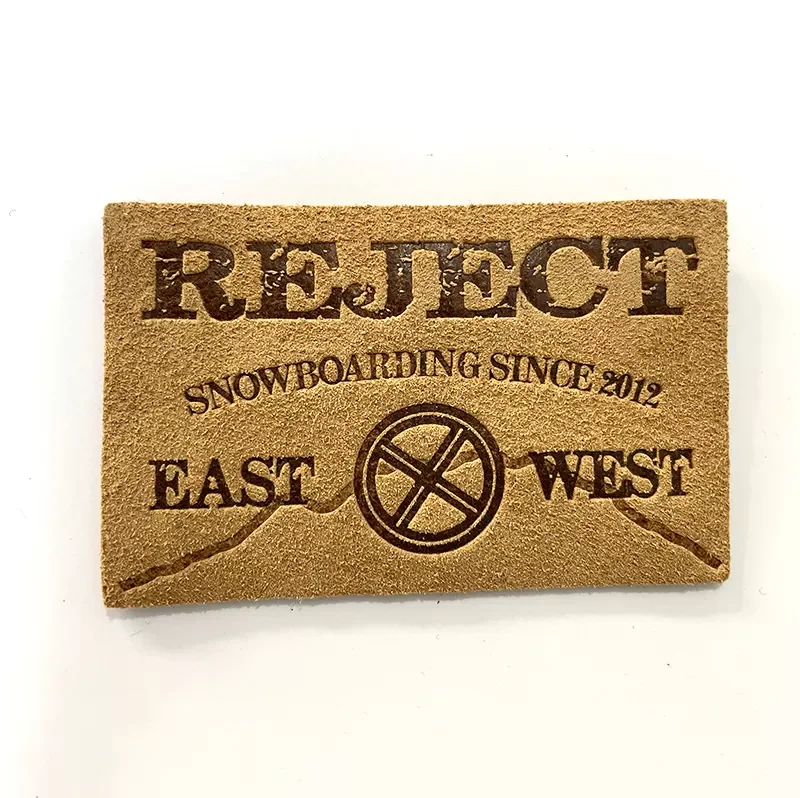 Custom Pu imitation leather label jeans voltage PU leather brand embossed foil stamping leather patch