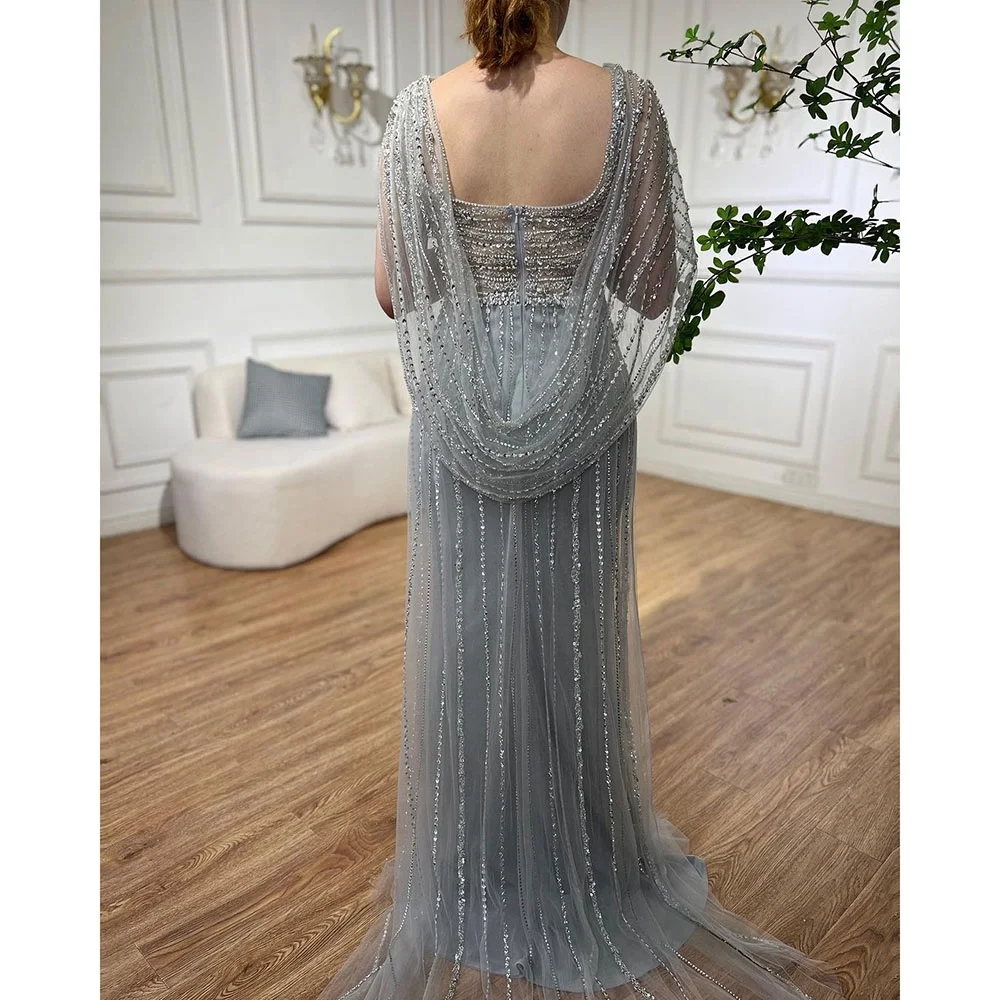 Champagne Beaded Sleeveless Sexy Mermaid Evening Dresses 2021 Serene Hill LA70301 V Neck Long Party Gowns For Women  Plus Size