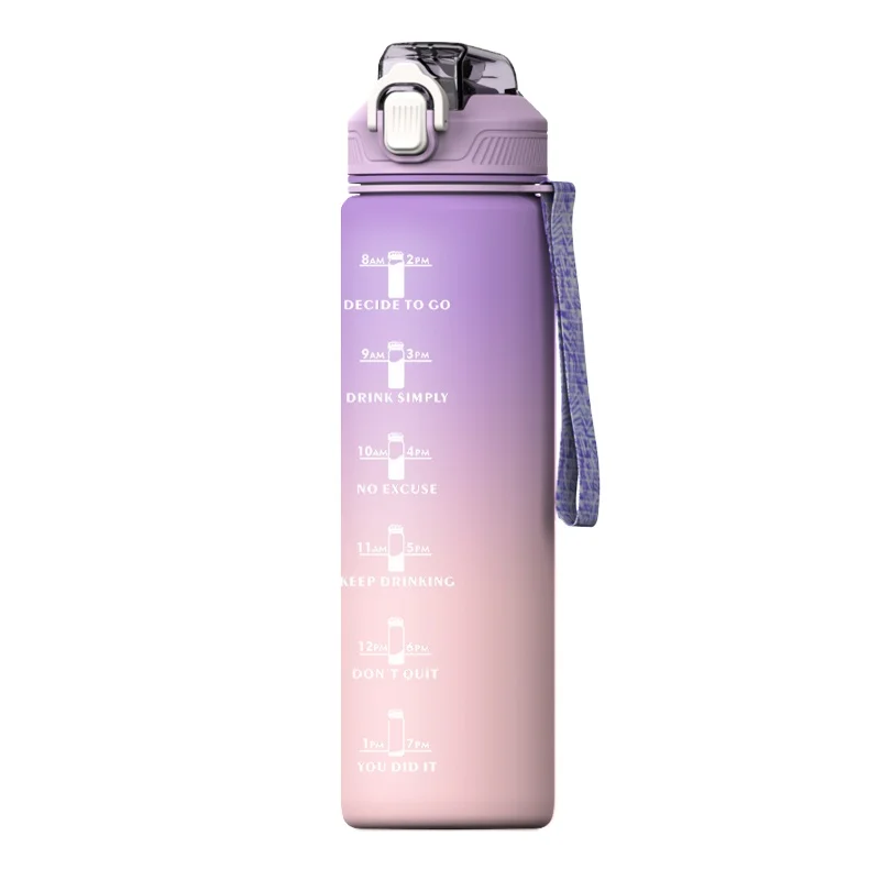 Amazon hot sell plastic drinking plastic sports bottle 1 liter Large capacity motivational water bottle