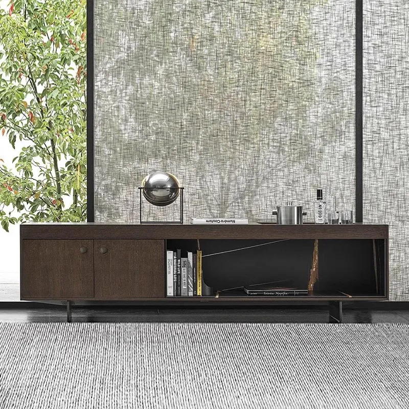 Modern living room walnut wood tv cabinet