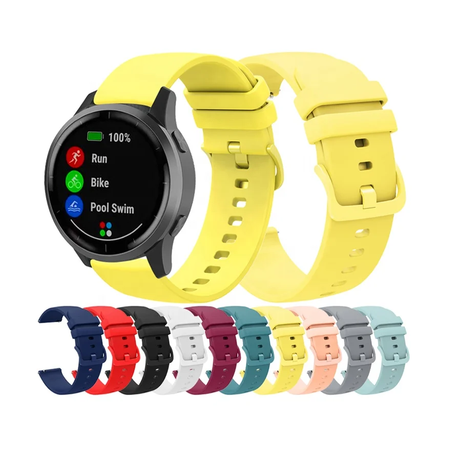 18mm 20mm 22mm Silicone Strap For Garmin Vivoactive 3 4 4s Band Watch Venu for Samsung Active Huawei watch GT 2 46mm Amazfit GTR