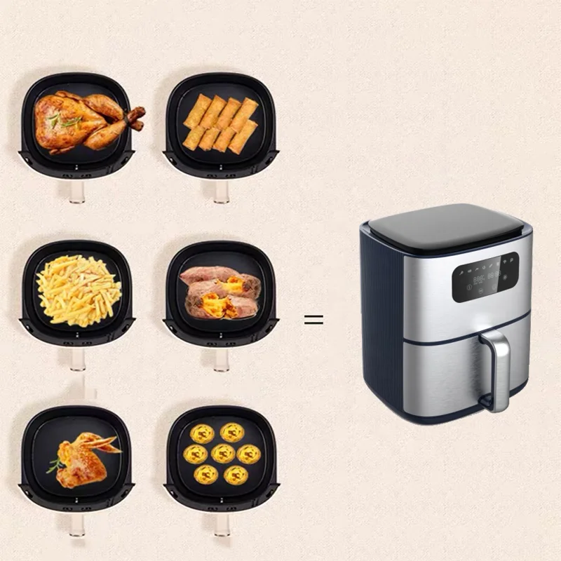 Household Big Capacity Kitchen Appliances NO Oil Air Fryers 4.5L Non-Stick Silicone Coating Basket Air Fryer