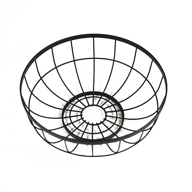 Black round metal fruit and vegetable  storage basket for  kitchen wholesale supply