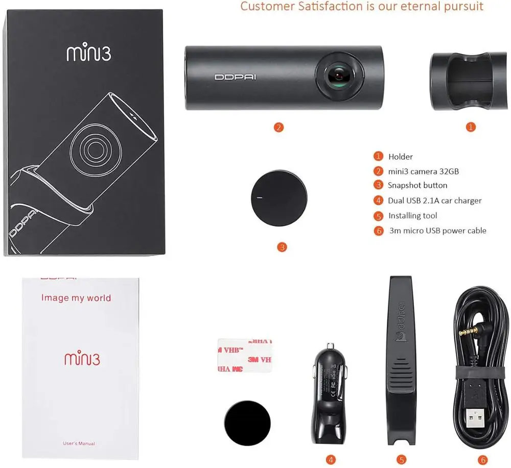 
English Version DDPAI Mini 3 Car Cam Built-in 32GB Free Wifi 1600P HD G-Sensor car dvr camera Ddpai mini3 