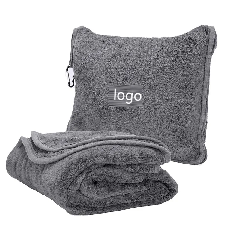 Travel Blanket Pillow Soft 2 in 1 Airplane Blanket with Soft Bag Pillowcase Hand Luggage Sleeve and Backpack Clip
