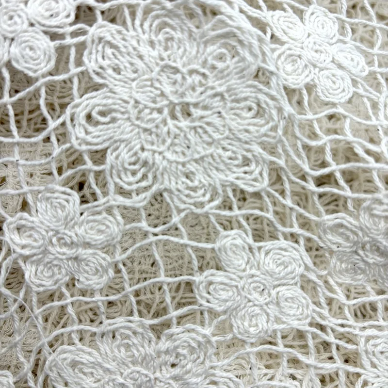 Ribbon embroidery 100% cotton mesh fabric forwedding party pure cotton fabric for garment