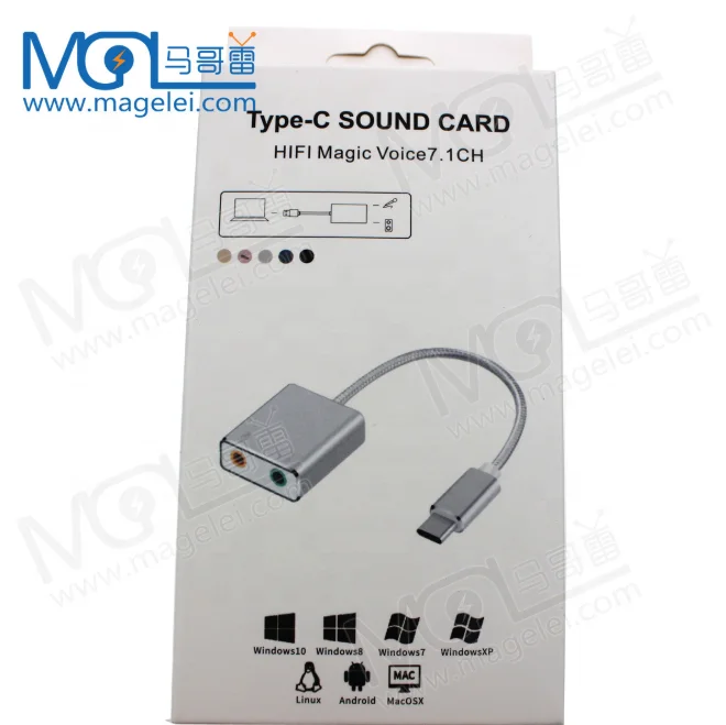 USB 3.1Type C To Microphone Speaker Headphone 7.1 Channel Audio Sound Card Adapter Cable External Usb Audio Interface Sound Card