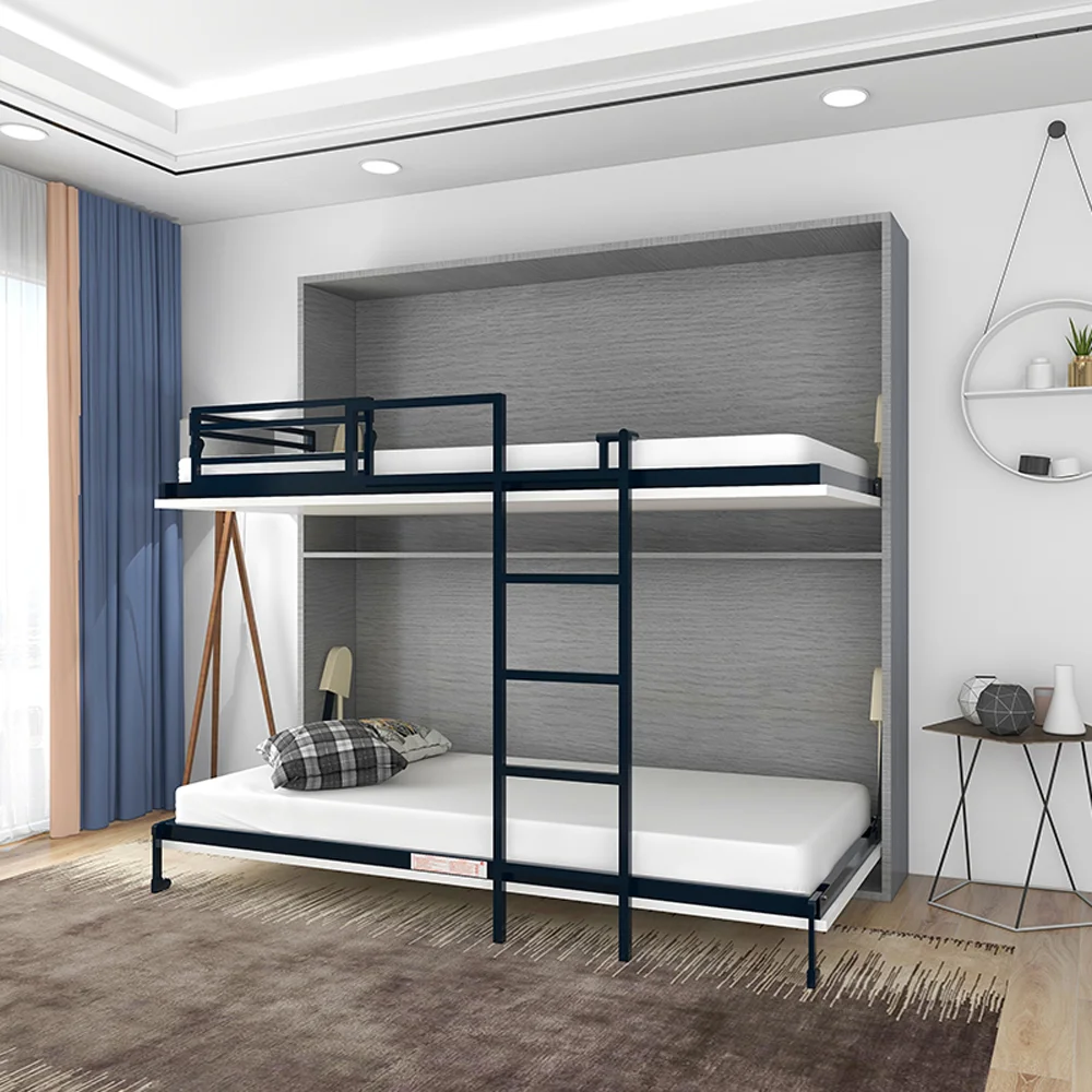 Modern Custom Made Smart Horizontal Hidden Bunk Murphy Beds Safety Environmental Protection Hotel Living Room Wall Bed