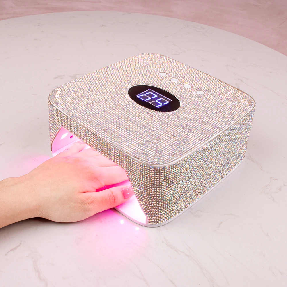 2022 The Newest Arrival Production Double USB Port Cordless 48W Bling Rhinestones LED UV Nail Lamp New fashion For All Beauties
