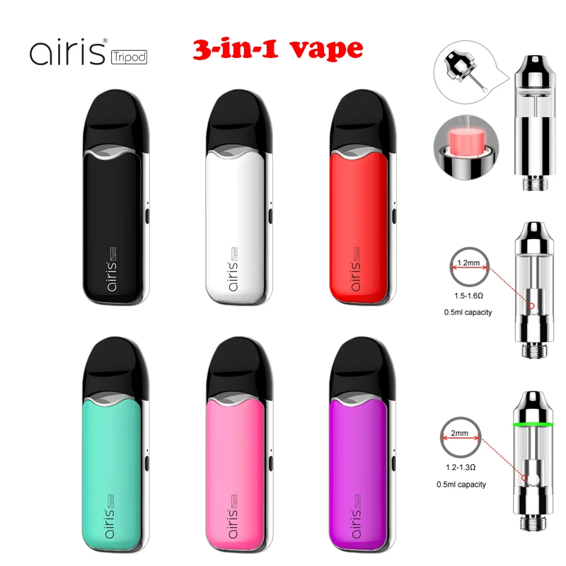  Штатив 3 в 1 Airis различные напряжения 650 мАч 510 резьба батарея Cbd вейп Pod восковой